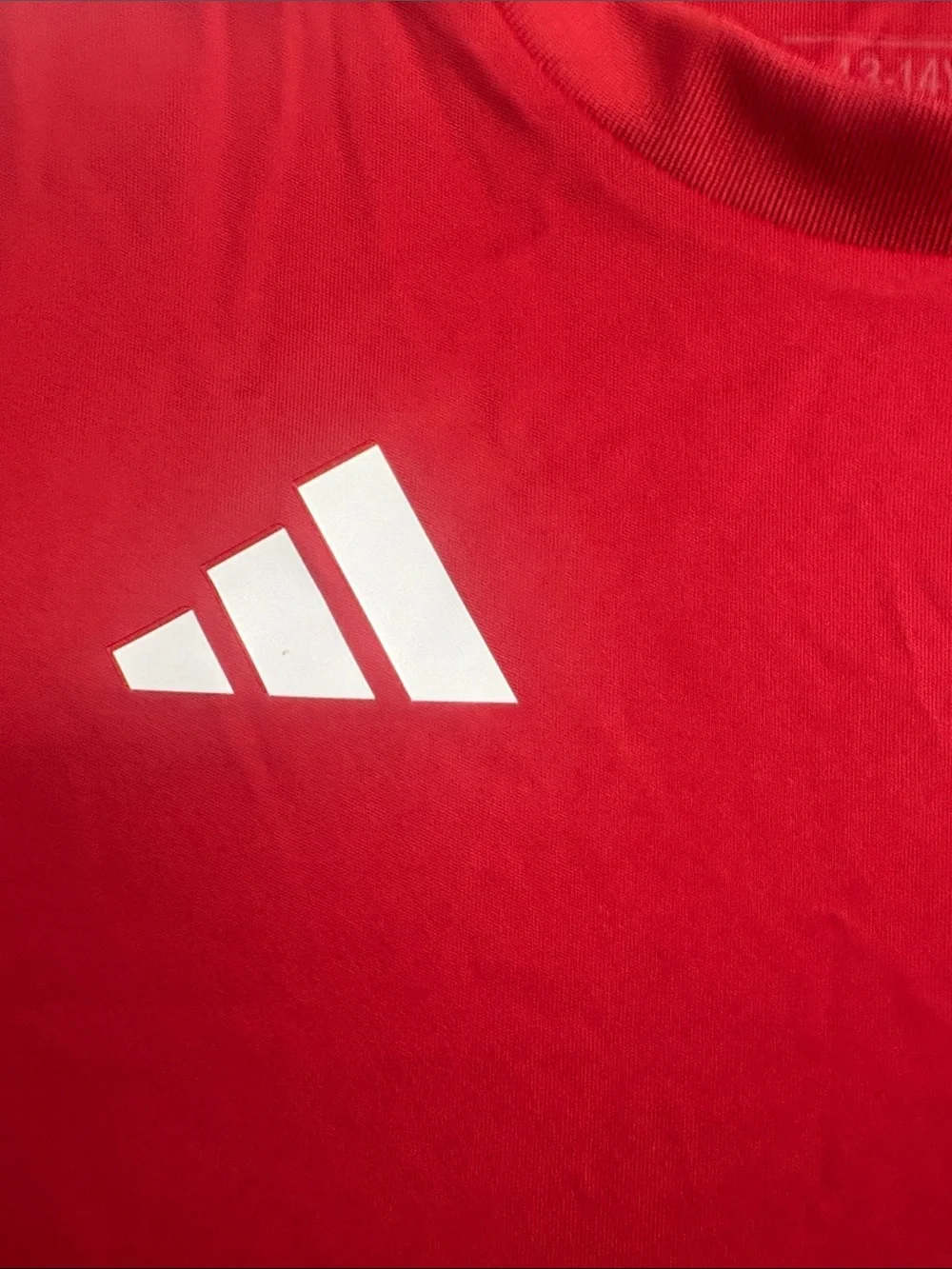 Adidas Red Performance Tee with White Stripes